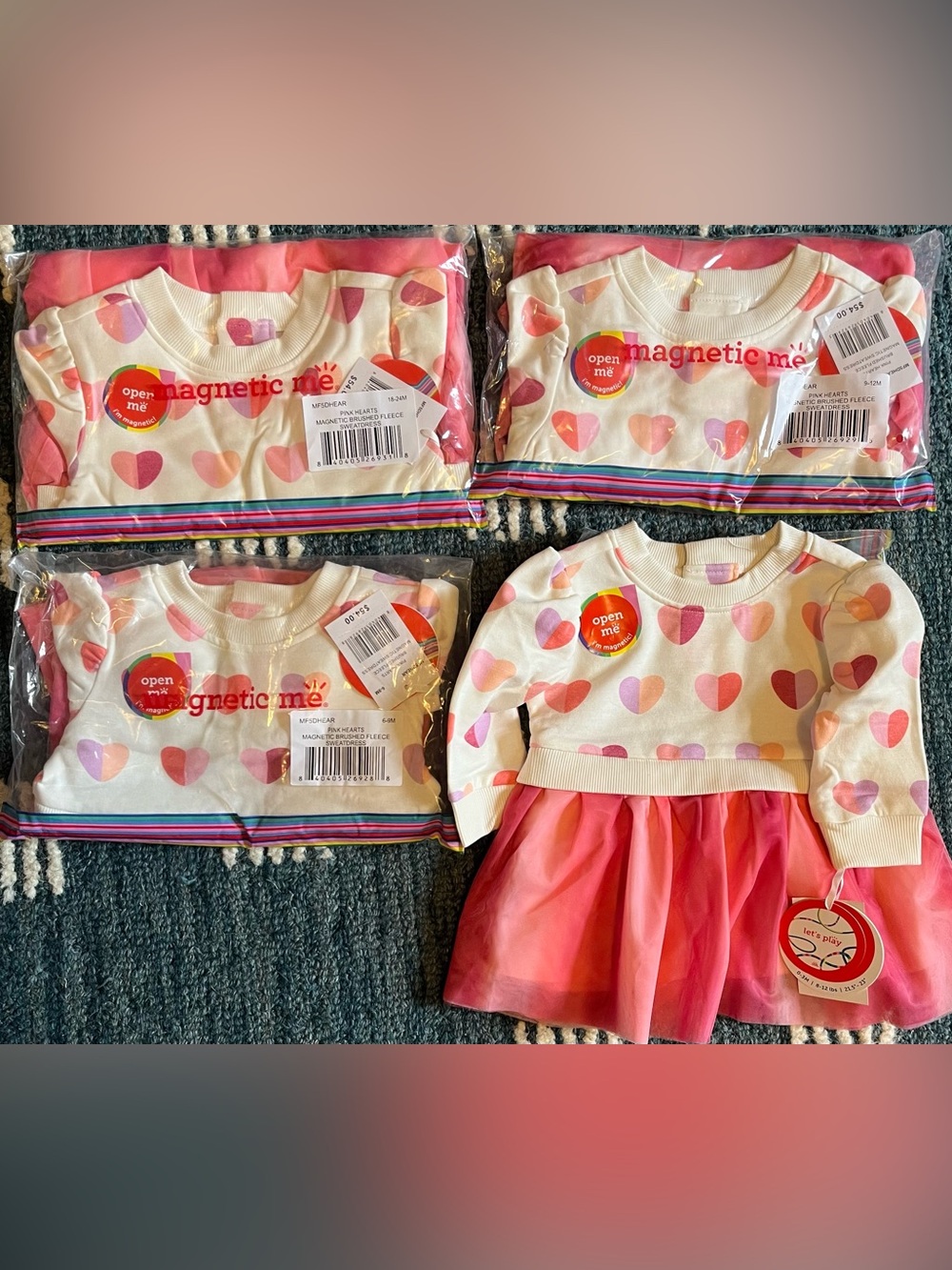 Magnetic Me pink heart fleece sweater tutu dress NWT 0-3 month